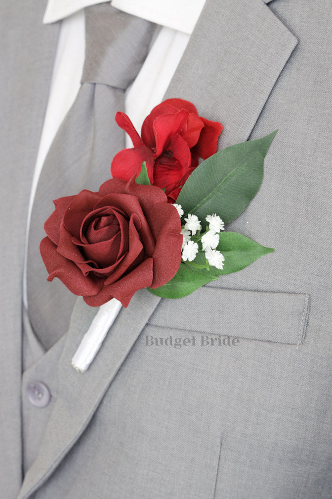Bridal Wedding Bouquet in Red and Wine - $39.50 | Fergal Collection