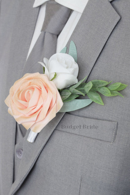 Bridal Wedding Bouquet in Sage and Peach - $39.50 | Thalassa Collection
