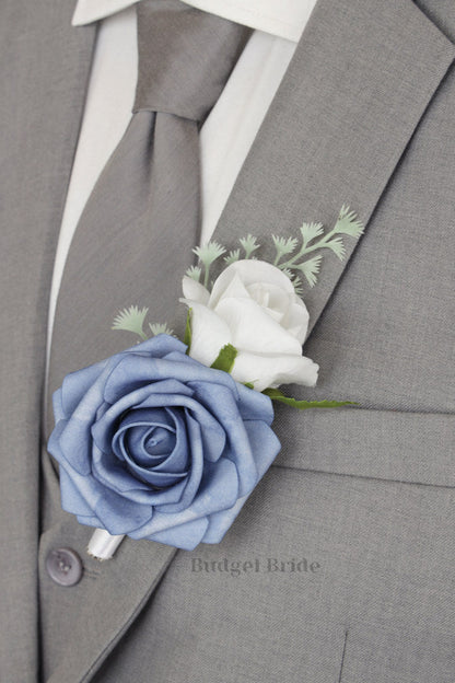 Bridal Wedding Bouquet in Steel Blue and Lavender - $39.50 | Bodhi Collection