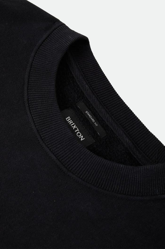 Men's Brixton Baseline Crew Fleece in the color Black - Additional Laydown image
