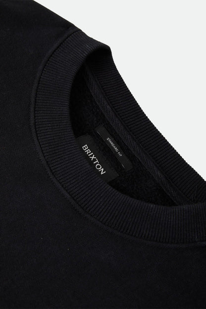Men's Brixton Baseline Crew Fleece in the color Black - Additional Laydown image