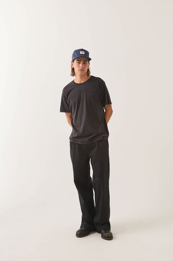 Men's Brixton Baseline Pocket T-Shirt in the color Black - Men's Front View