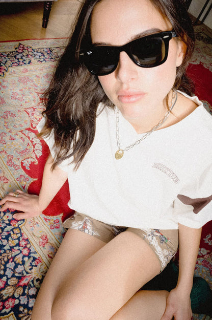 Women's Brixton Boxy Cropped Football T-Shirt in the color Off White - Women's Lifestyle image
