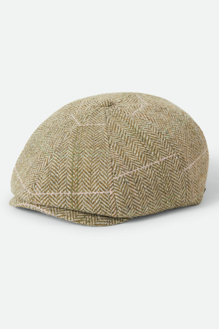 Women's Brood Lightweight Newsboy Cap in the color Sublime Green Houndstooth - Front Product View