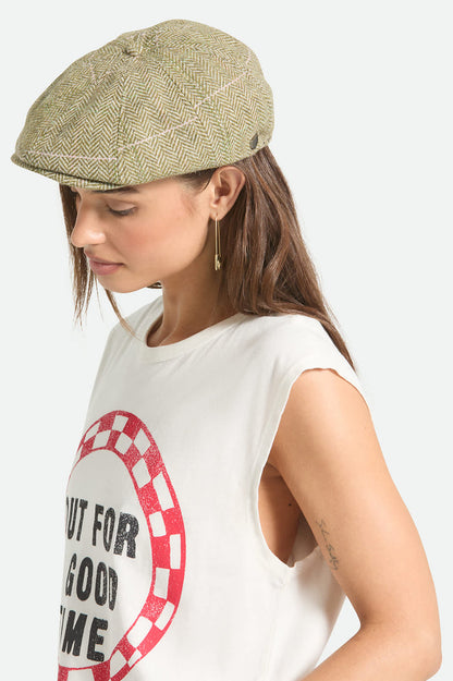Women's Brood Lightweight Newsboy Cap in the color Sublime Green Houndstooth - Additional Fit image