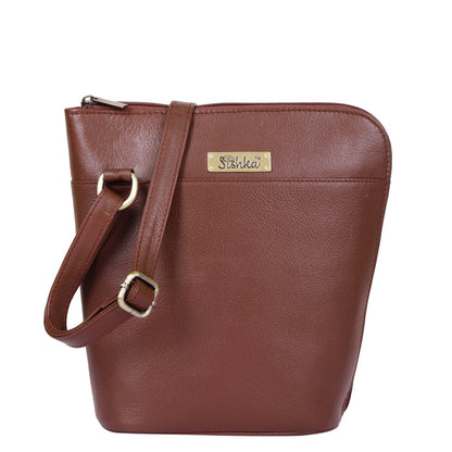 Women's brown leather crossbody shoulder sling bag for work, travel, and daily use