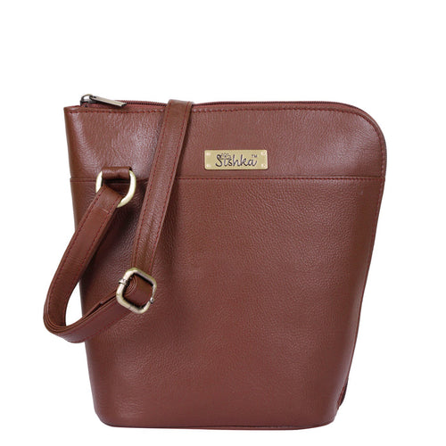 Women's brown leather crossbody shoulder sling bag for work, travel, and daily use