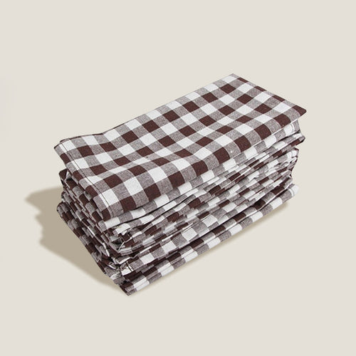 Brown Plaid Napkin Set