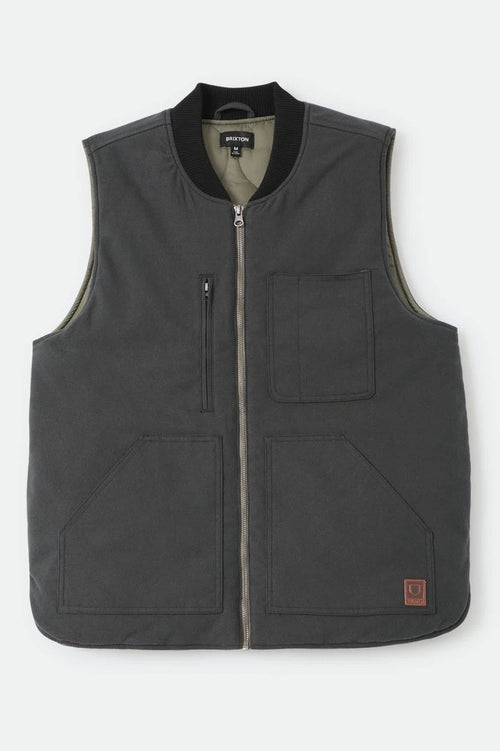 Men's Builders Abraham Reversible Vest in the color Black/Olive Surplus - Front Product View
