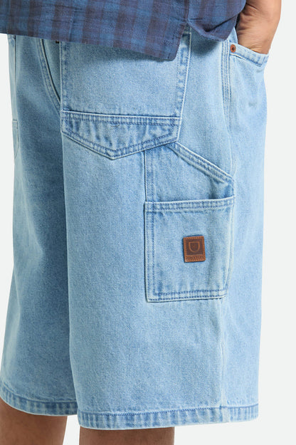 Men's Builders Carpenter Baggy Short in the color Washed Blue Denim - Additional Fit image