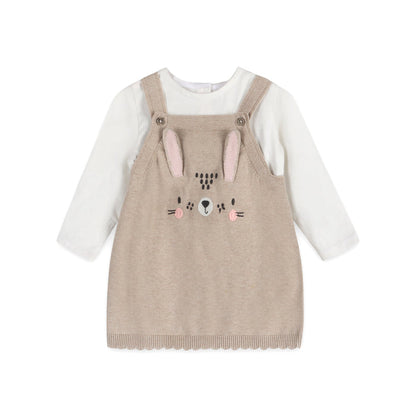 Bunny 3D Ears Applique Baby Knit Tunic Dress Set (Organic Cotton)