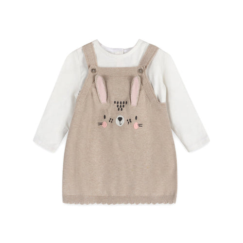 Bunny 3D Ears Applique Baby Knit Tunic Dress Set (Organic Cotton)