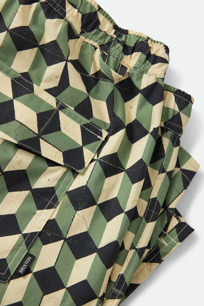 Men's Burger She Wrote Hybrid Short in the color Black/Green Tile - Additional Laydown image
