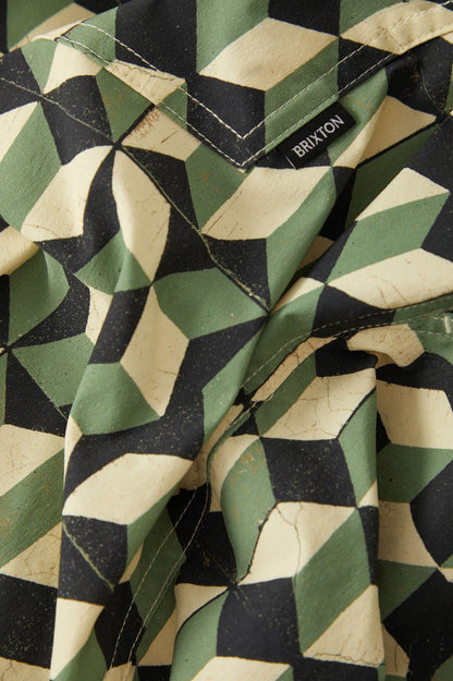 Men's Burger She Wrote Hybrid Short in the color Black/Green Tile - Additional Laydown image
