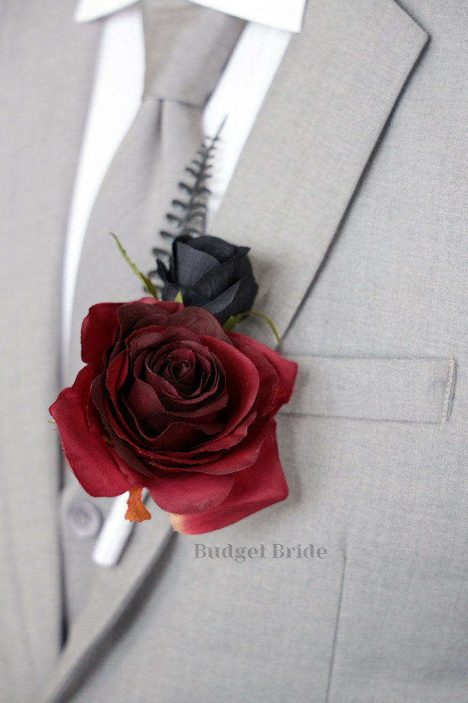 Burgundy and Black Handmade Wedding Bouquet- $39.50 | Ibis