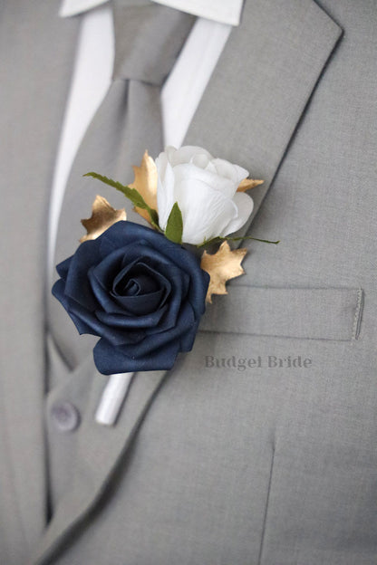 Burgundy and Navy Blue Silk Wedding Bouquet   - $39.50 | Rockaway