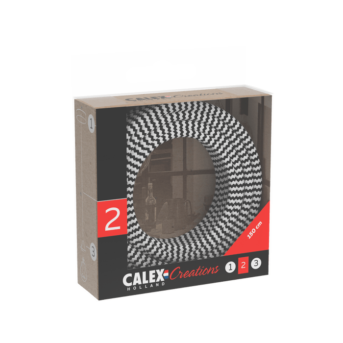 Calex Creations Fabric cable - Black/White - 1.5meter