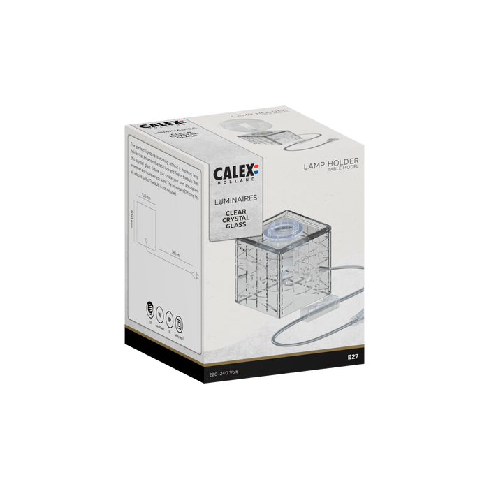 Calex Table Lamp Square - E27 - Glass - Clear