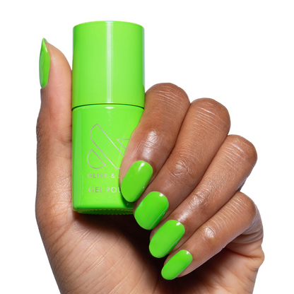 Cancel My Return Flight - Gel neon lime green gel polish on natural nails with glossy finish for a fresh mani