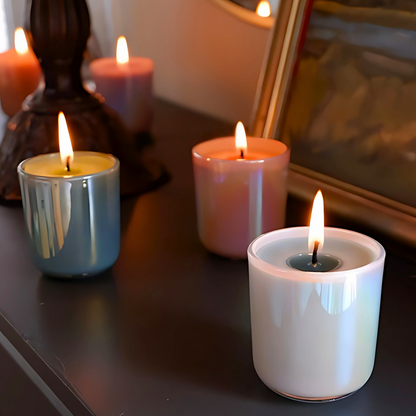 Candlestock Beeswax And Soy Wax Scented Iridescent Glass Jar Candles