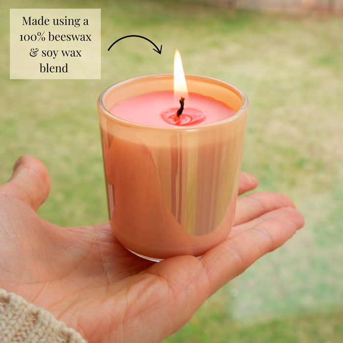 Candlestock Beeswax And Soy Wax Scented Iridescent Glass Jar Candles