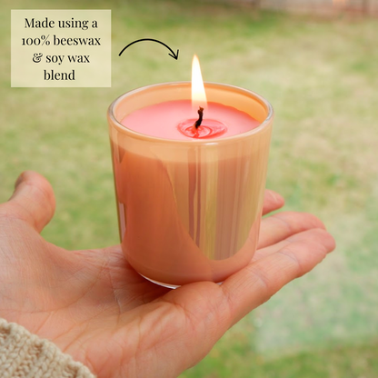 Candlestock Beeswax And Soy Wax Scented Iridescent Glass Jar Candles
