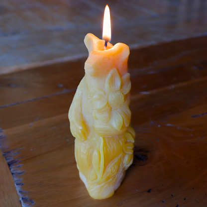 Candlestock Beeswax Bear Candle with Flower