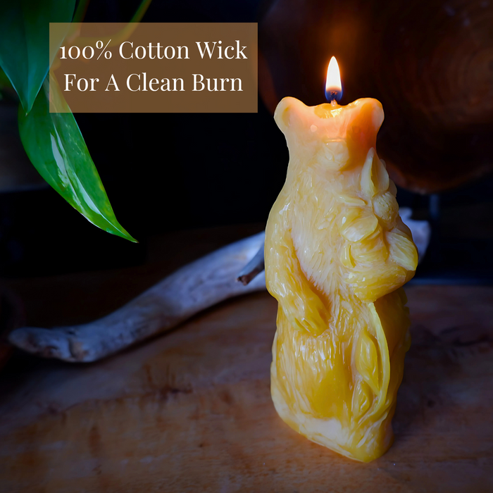 Candlestock Beeswax Bear Candle with Flower