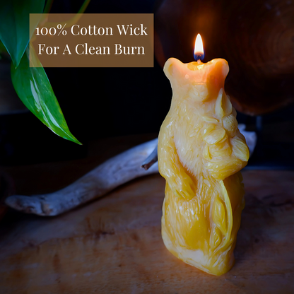Candlestock Beeswax Bear Candle with Flower