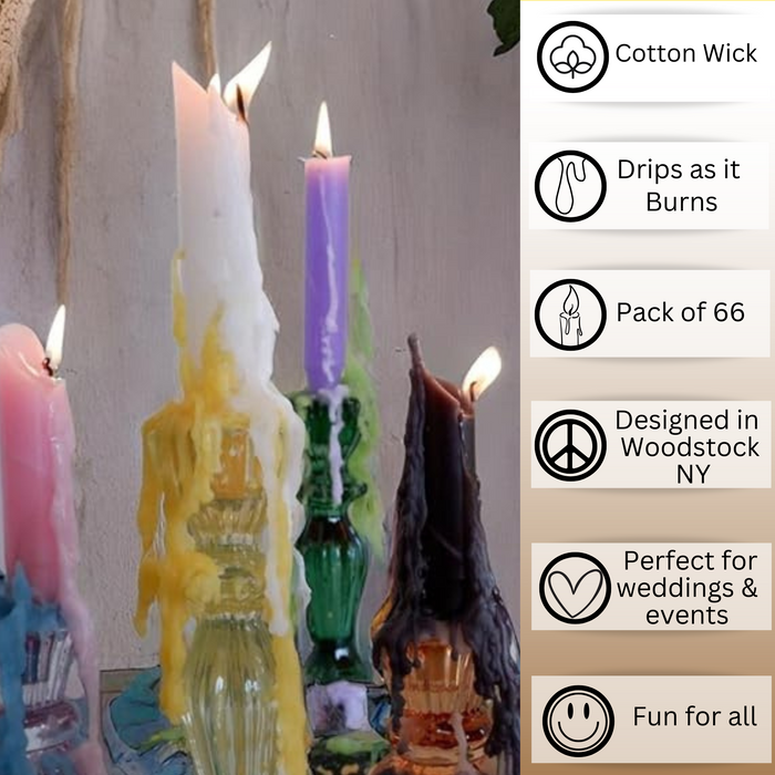 Candlestock Hippie Drippy Drip Candles - 66 Pack