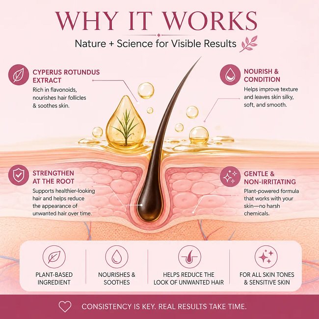 Caramela Beauty Cyperus Rotundus Oil for Natural Permanent Hair Reduction