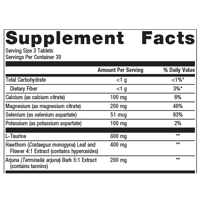 Cardiogenics Intensive Care by Metagenics Ingredients Label