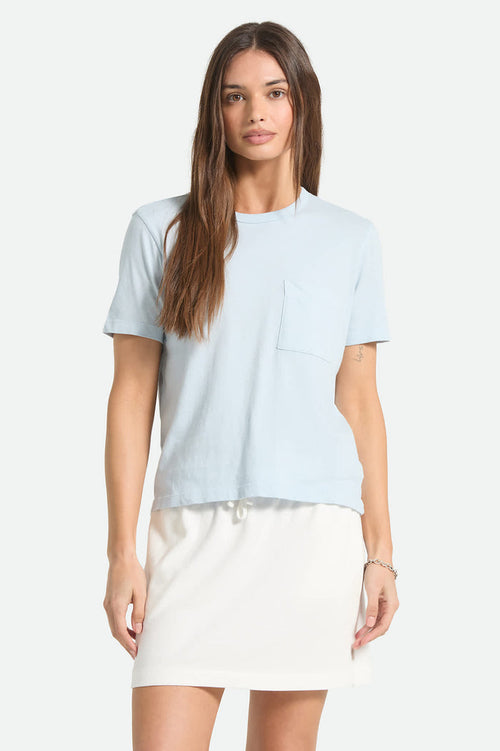 Women's Carefree Organic Garment Dye Perfect T-Shirt in the color Blue Aura - Women's Front View