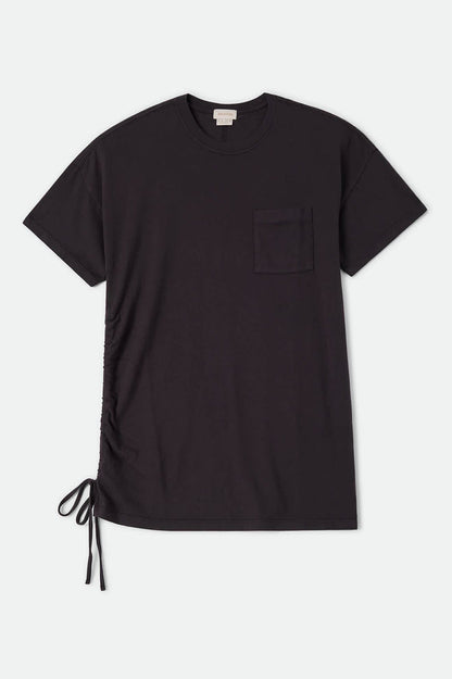 Women's Carefree Organic Garment Dye T-Shirt Dress in the color Black - Front Product View