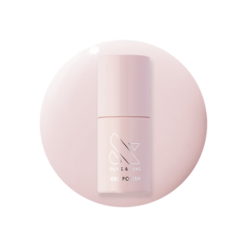 CCT - Gel polish bottle on soft sheer pink background for a delicate and feminine manicure by Olive and June
