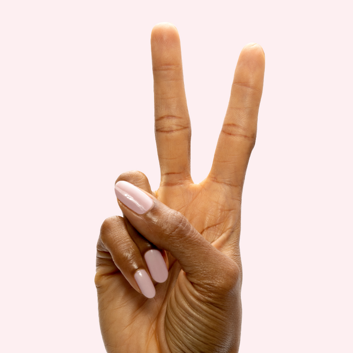 CCT - Gel on natural nails with a soft sheer pink finish for a subtle and feminine manicure by Olive and June
