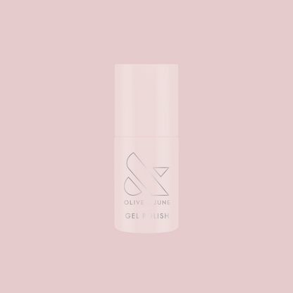 CCT - Gel polish bottle on a soft pink background for a feminine, sheer gel manicure by Olive and June