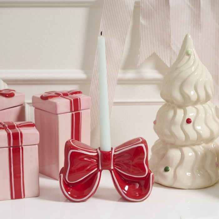 Ceramic Bow Taper Candle Holder