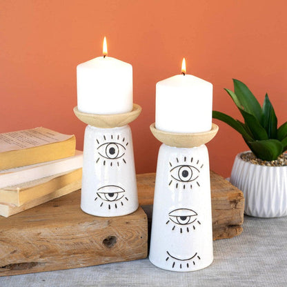 Ceramic Eye Pillar Candle Holder