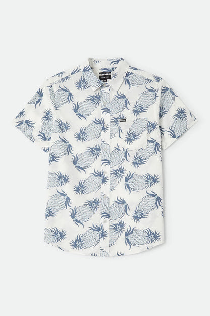 Men's Charter Print Shirt in the color Off White Pineapple - Front Product View