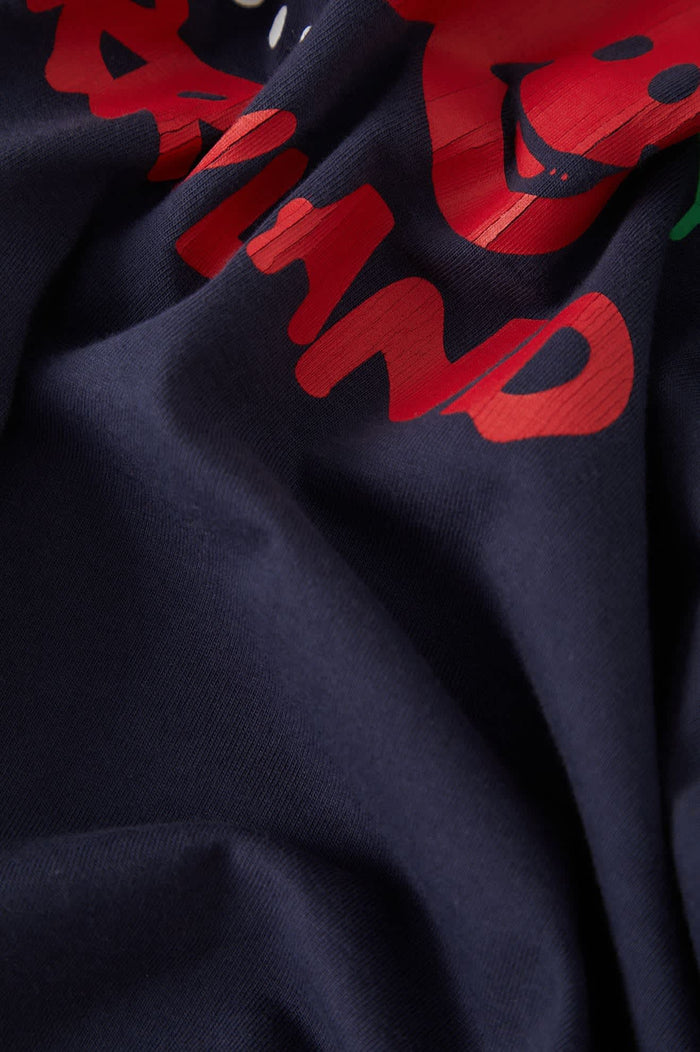 Women's Cherryland Boxy Cropped Crew in the color Washed Navy - Additional Laydown image