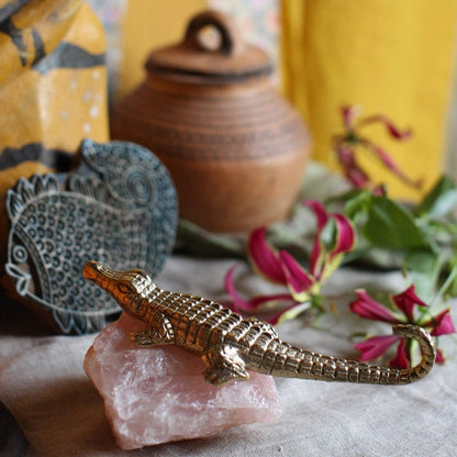 Chewy Crocodile Wall Hook - Recycled Brass