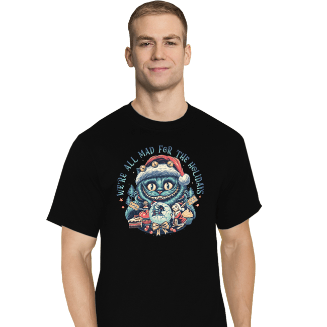 Secret_Shirts T-Shirts, Tall / Large / Black Christmas Cat