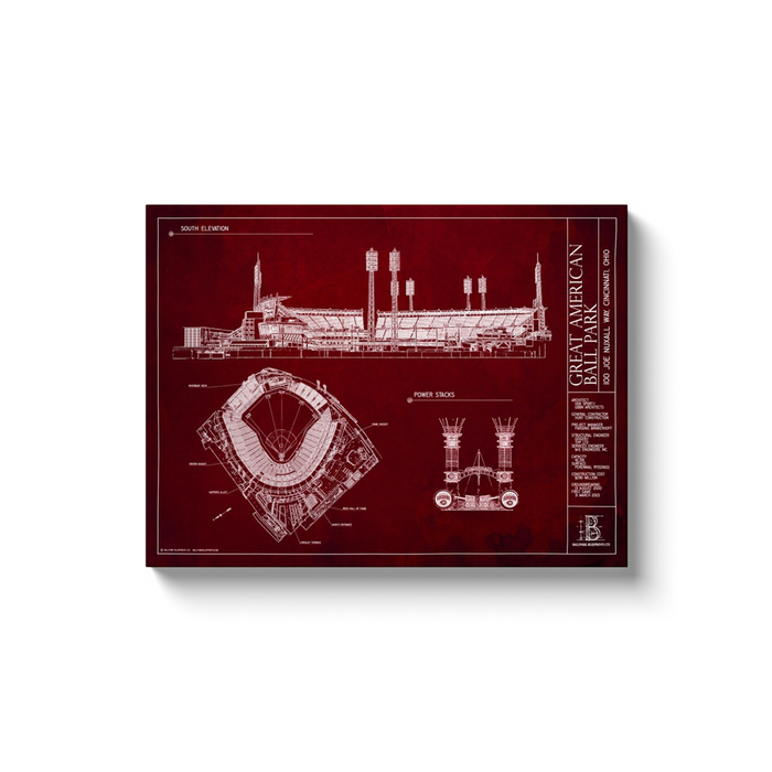 Cincinnati Reds - Great American Ball Park - Team Colors - 18x24" Canvas