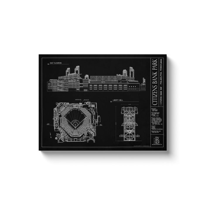 Citizens Bank Park 18x24" Canvas Wrap - Black