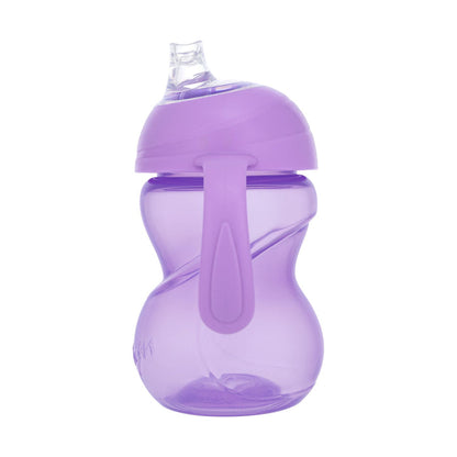 The Clik-It 2-Handle Sippy Cup (2 Pack) | Purple / Aqua features a translucent purple, spill-proof spout, contoured easy-grip design, and flip-down handles, shown on a white background.