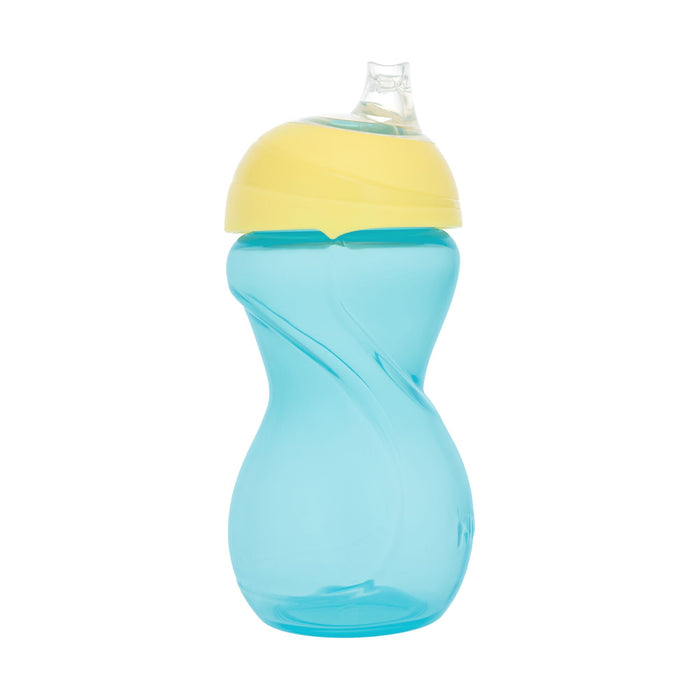The Clik-It Soft Spout Sippy Cup (2 Pack) | Red / Yellow is shown with a curved design, yellow screw-on lid, and soft silicone spout against a white background.