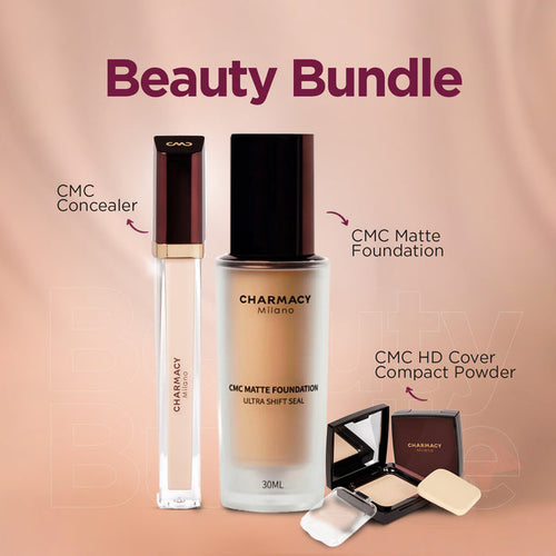 CMC MATTE FOUNDATION + CONCEALER + HD Cover Compact Powder - Pack of 3 ( Bundle )