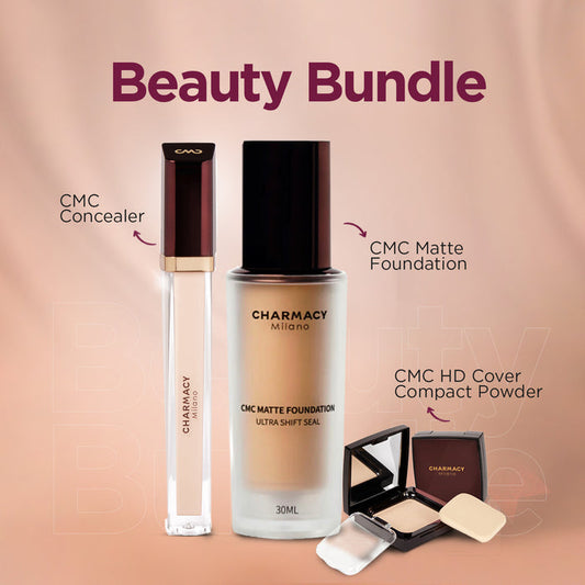 CMC MATTE FOUNDATION + CONCEALER + HD Cover Compact Powder - Pack of 3 ( Bundle )