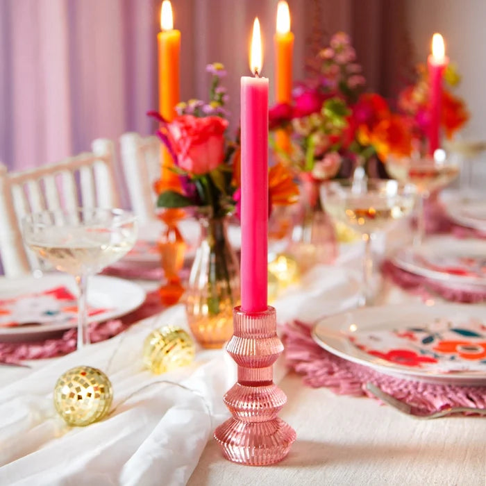 Colorful Glass Taper Candle Holders - 5 Inches
